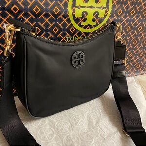 Tory Burch Ella Black Nylon Crossbody Bag
